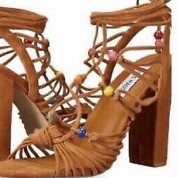 Steve Madden Shoes - Steve Madden Strappy Suede Beaded Block Heel Sandals Size 8